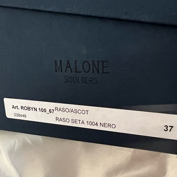 Malone Souliers Robyn 100 Black Satin Ankle Strap Pumps - Picture 15 of 15